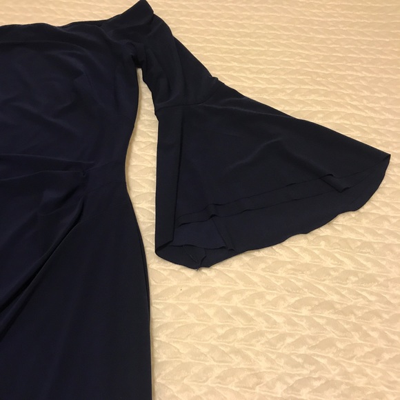 Ralph Lauren Off Shoulder Blue Bell Sleeve Dress - Picture 3 of 7